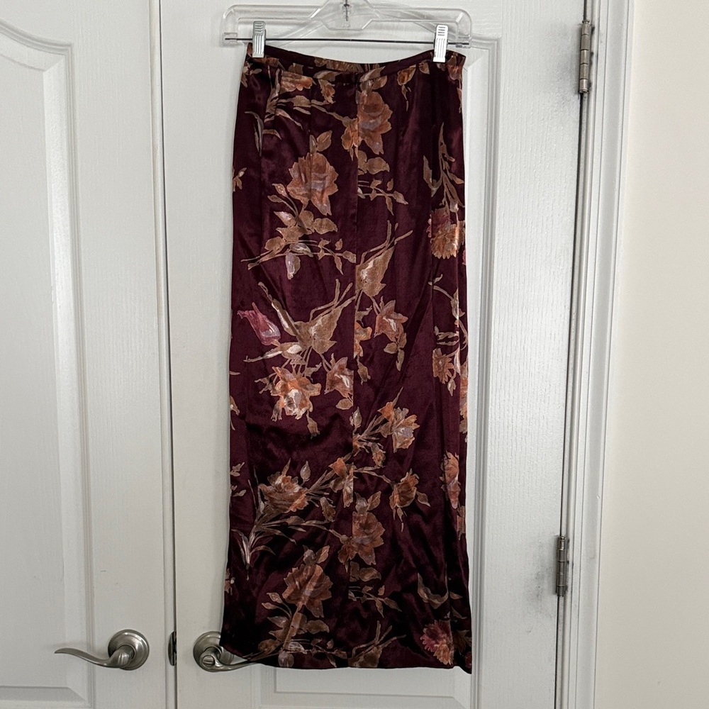 Vintage Laura Ashley Burgundy Floral Maxi Skirt - Picture 2 of 3